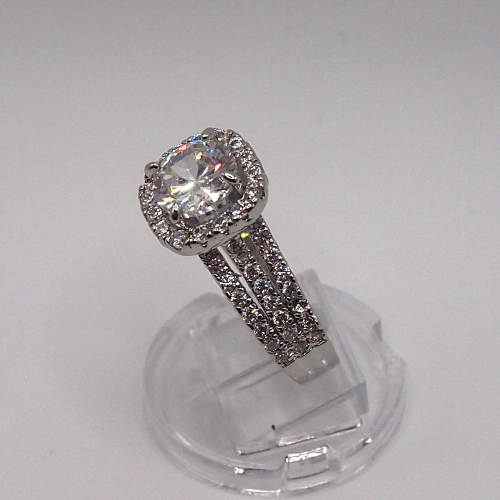 Ladies 2.50ctw  Halo Bridal Diamond Ring, 18K White Gold - Picture 9 of 15